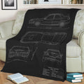 Subaru Impreza Blueprint Fleece Throw Blanket