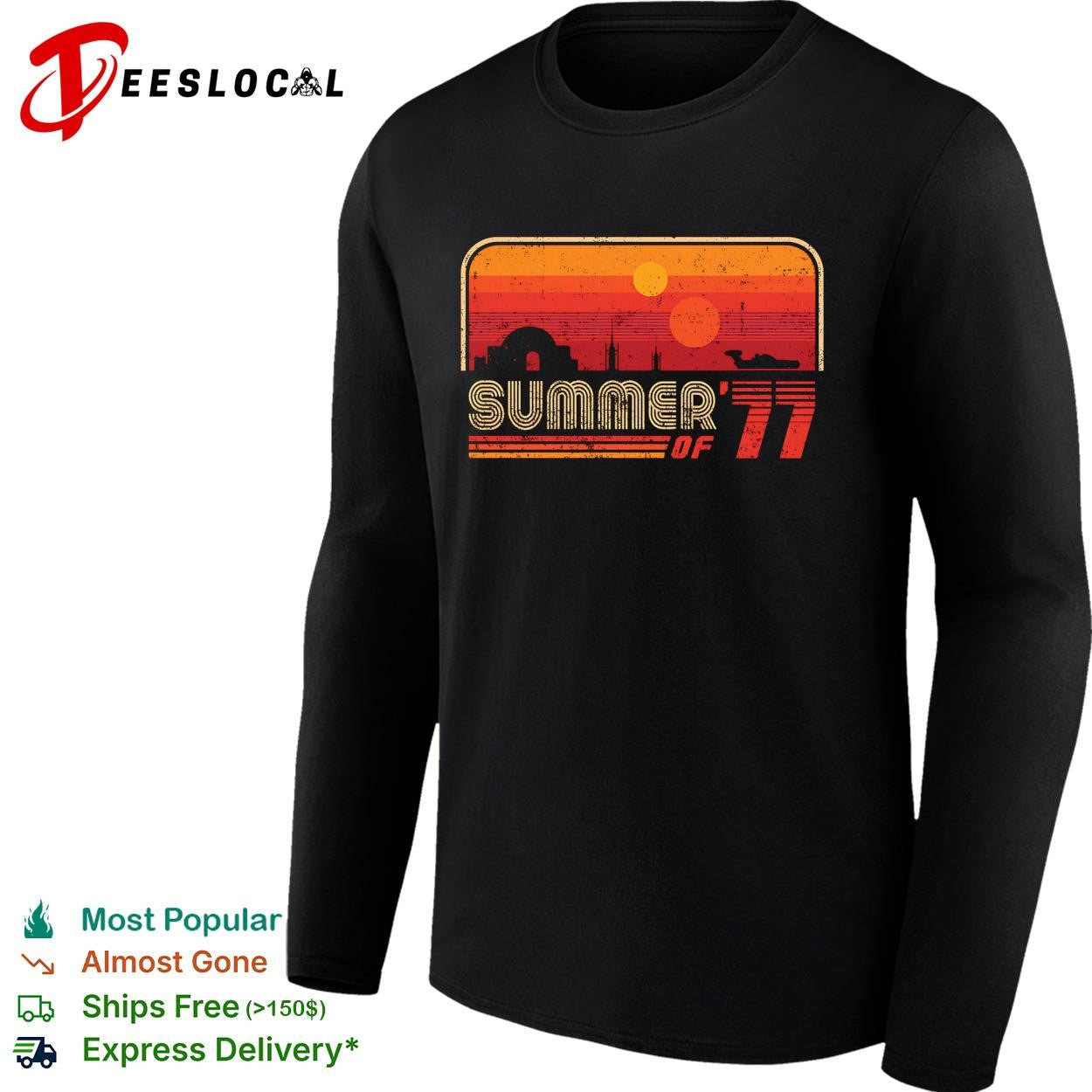 Summer of ’77 retro sunset skyline vintage graphic shirt