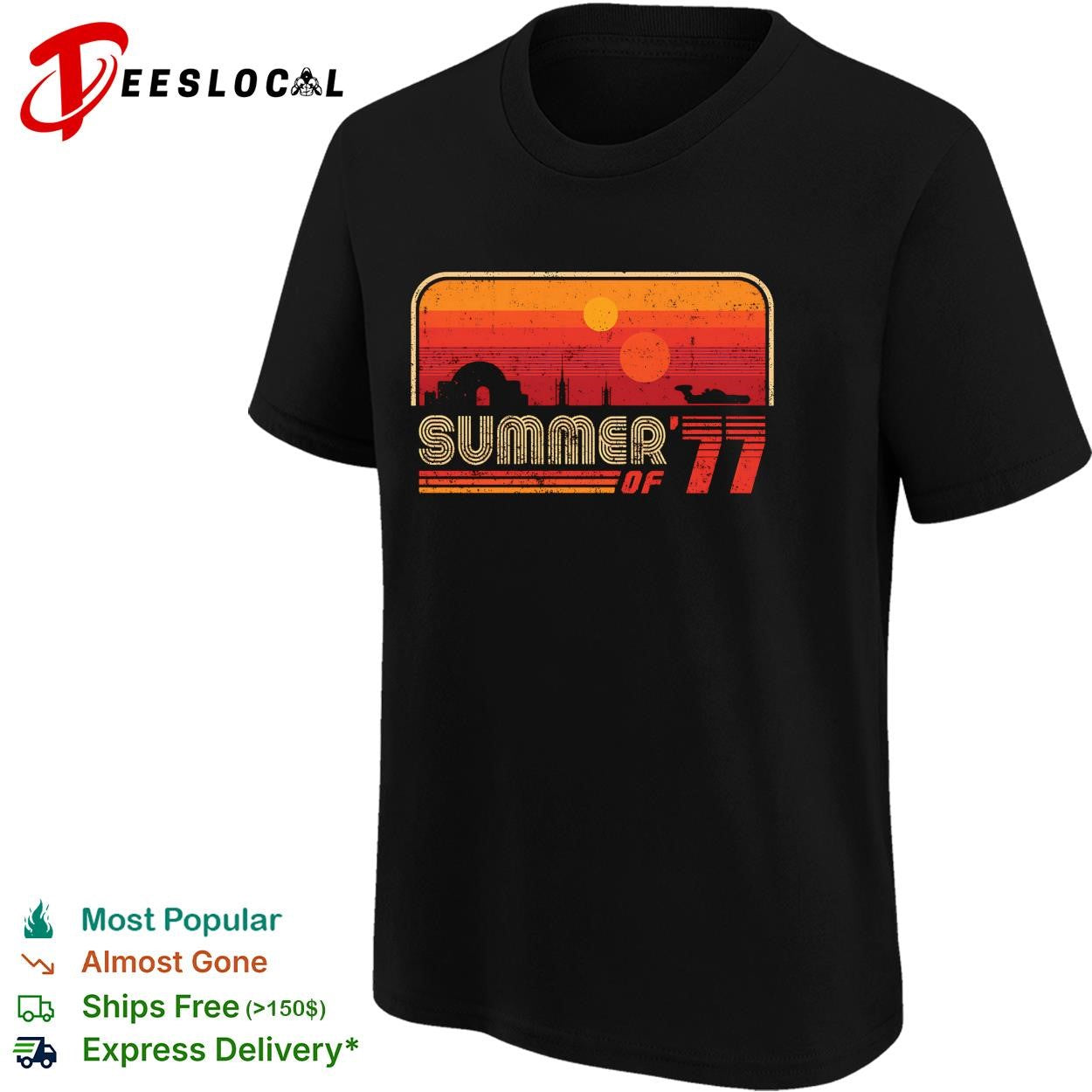 Summer of ’77 retro sunset skyline vintage graphic shirt