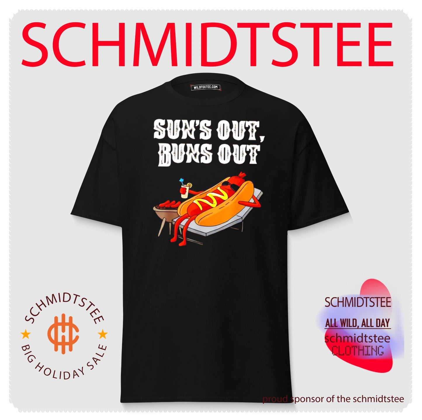 Sun’s out buns out hot dog summer humor shirt