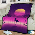 Sunset Flamingo Fleece Throw Blanket