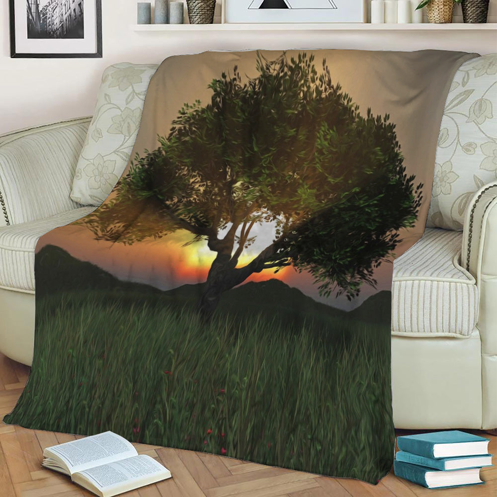 Sunset Tree 2020 Fleece Throw Blanket