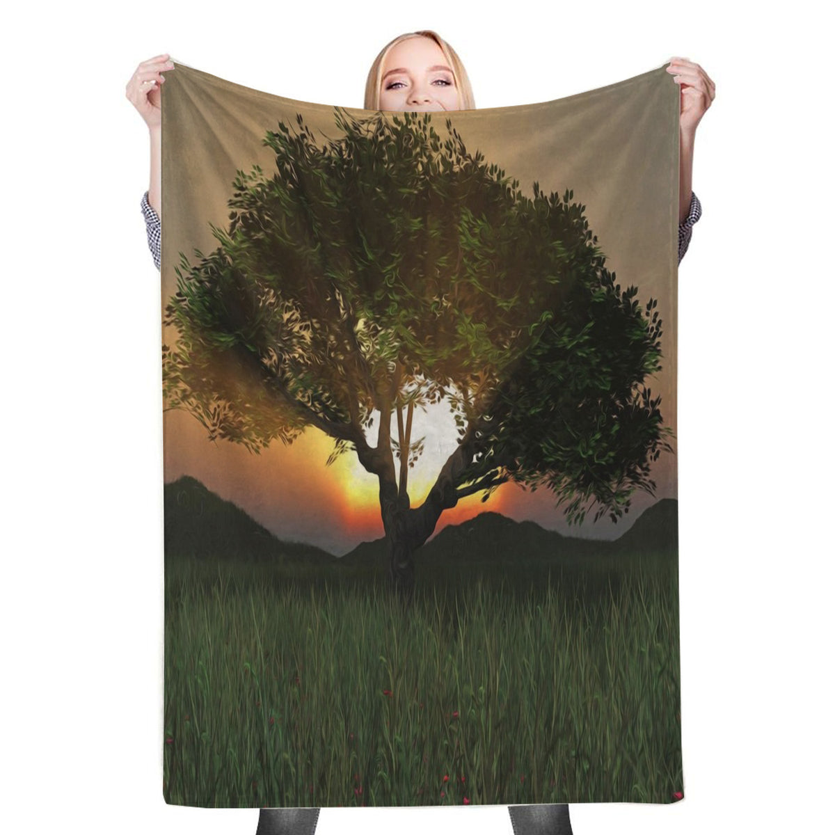 Sunset Tree 2020 Fleece Throw Blanket