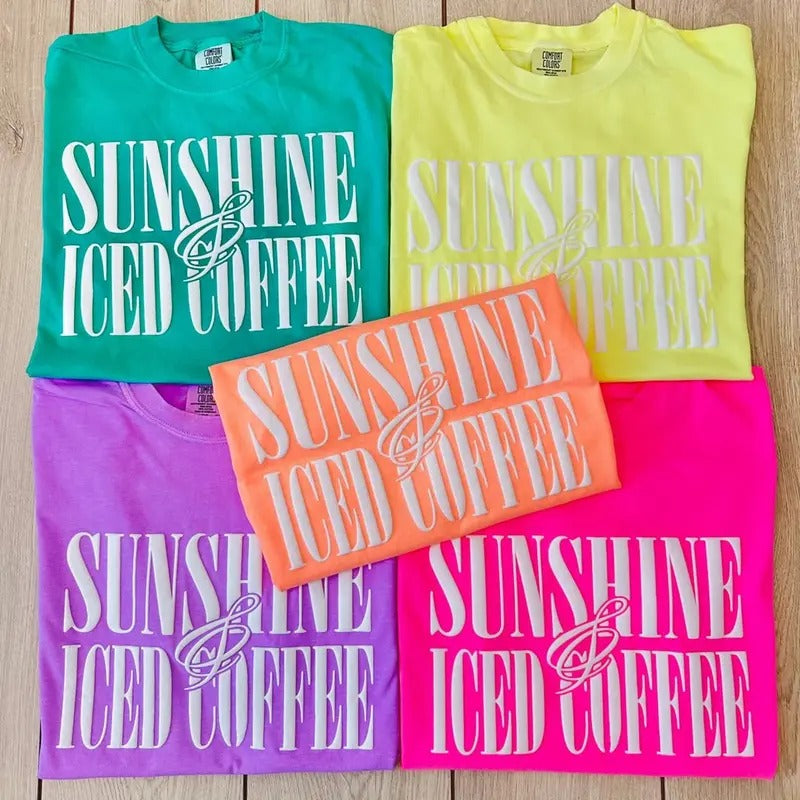 'Sunshine & Iced Coffee' PUFF T-Shirts