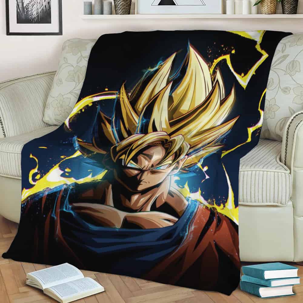 Super Saiyan Goku Fleece Throw Blanket