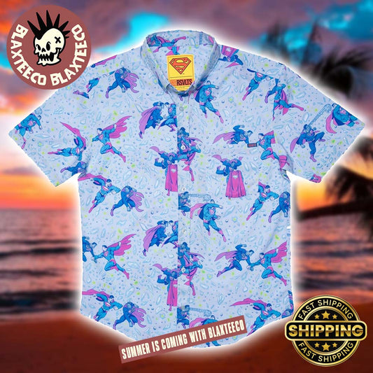Superman RSVLTS Superman Vs Bizarro Button Short Sleeve Hawaiian Shirt