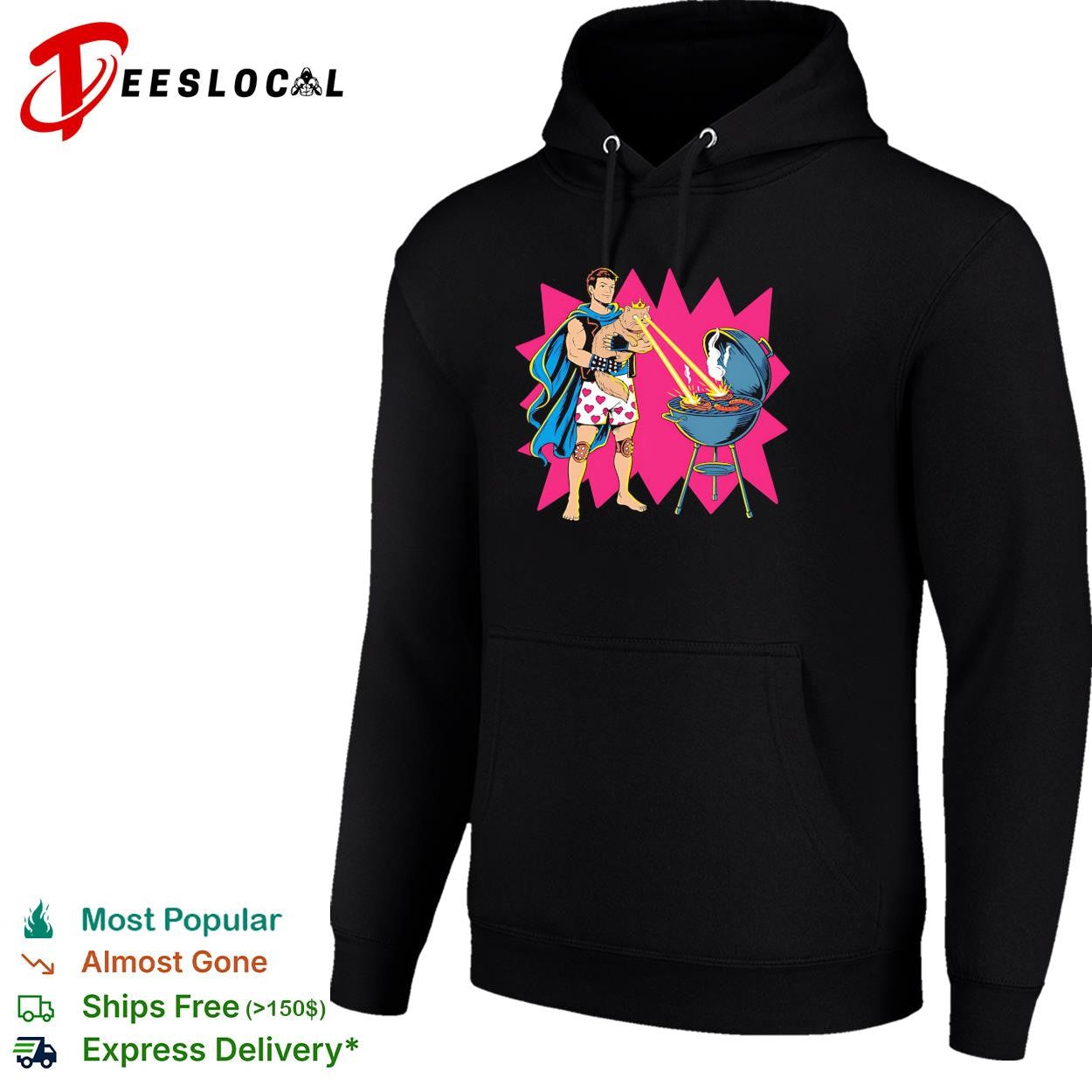 Superman heat vision laser eyes barbecue grill comic hero humor shirt