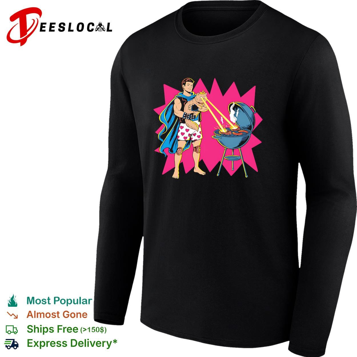 Superman heat vision laser eyes barbecue grill comic hero humor shirt