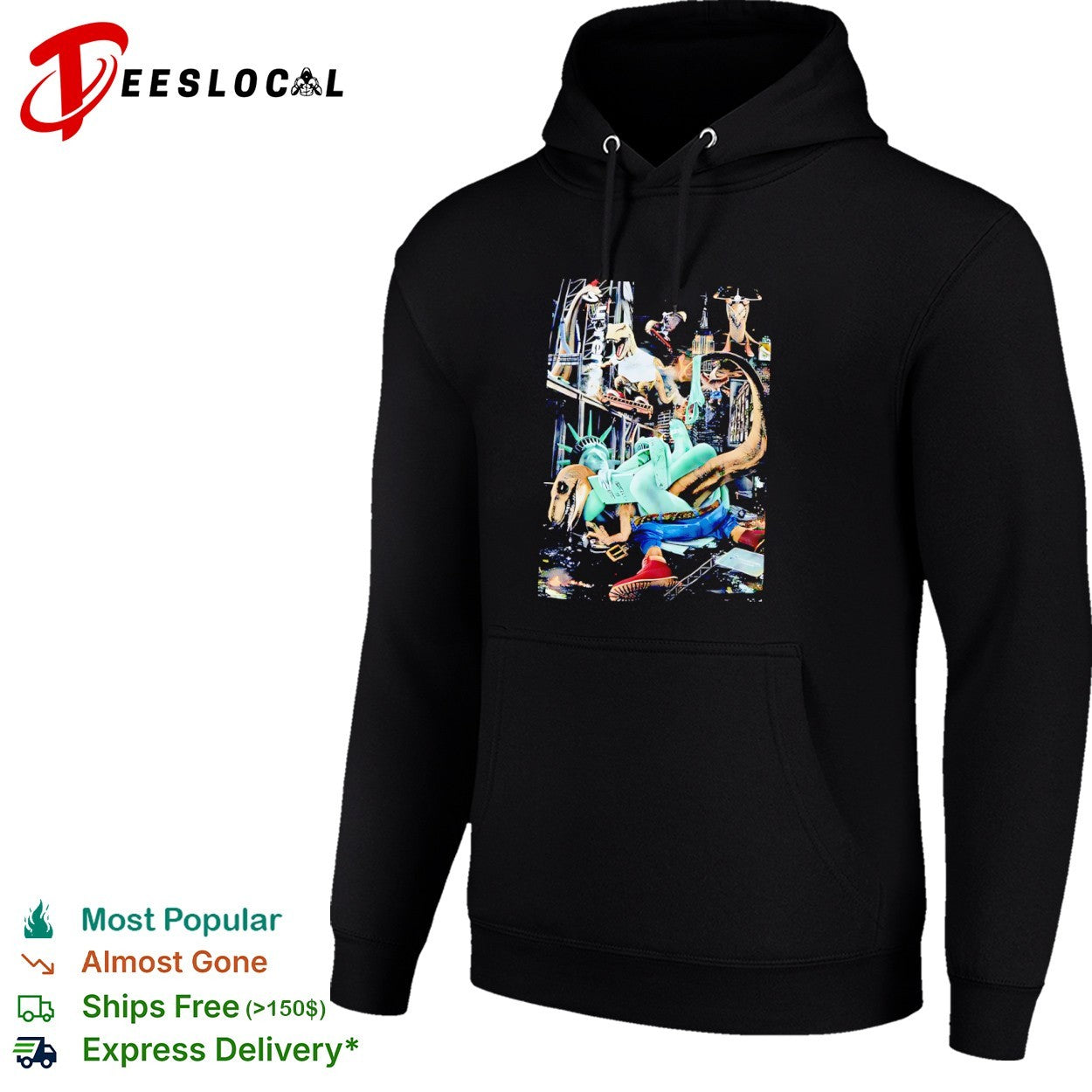 Supreme Dinosaurs in New York City and Statue of Liberty shirt