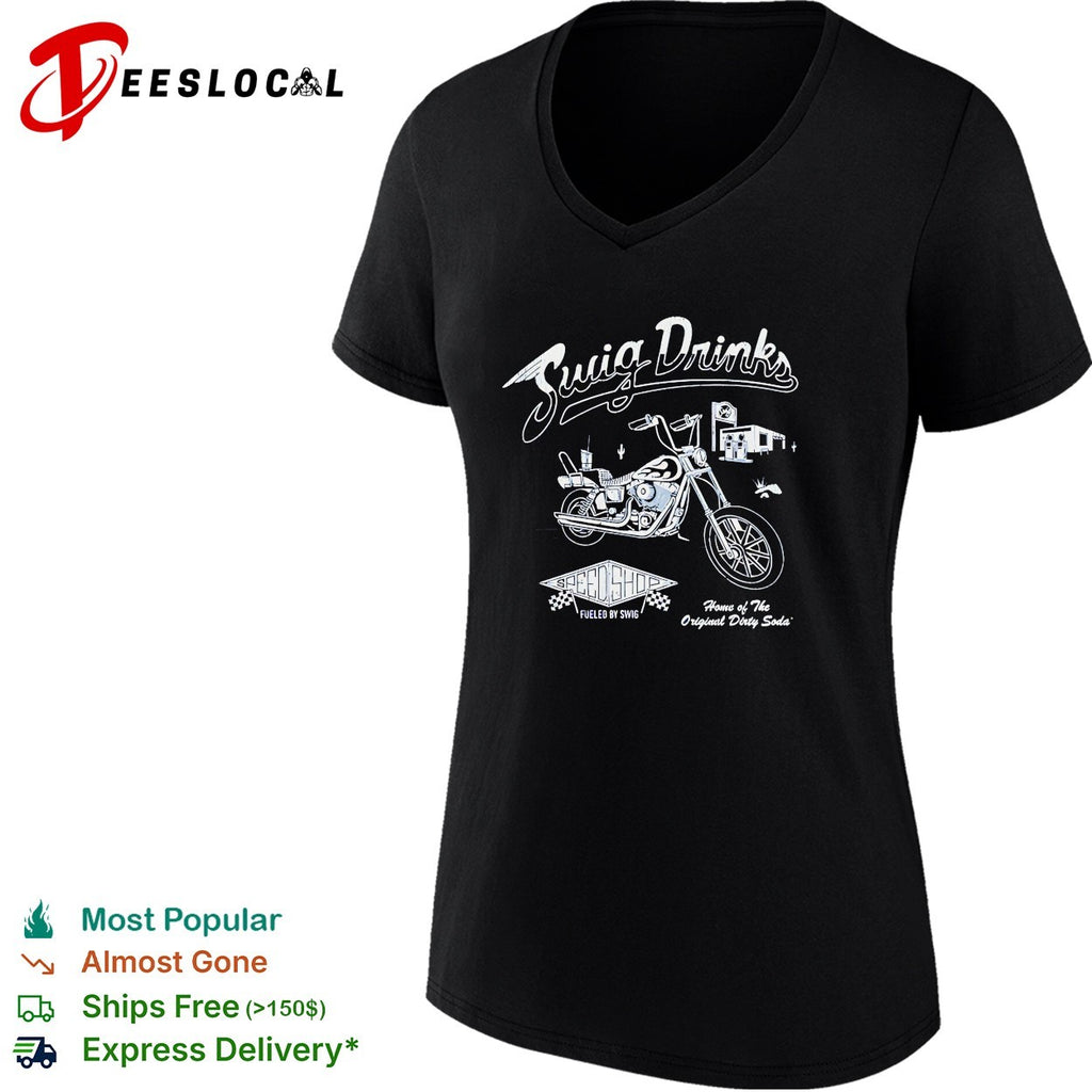Swig Drinks original dirty soda motorcycle diner vintage logo shirt