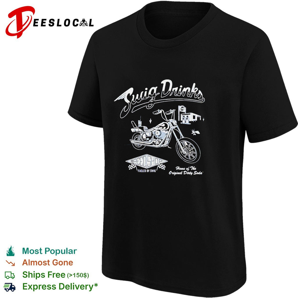 Swig Drinks original dirty soda motorcycle diner vintage logo shirt
