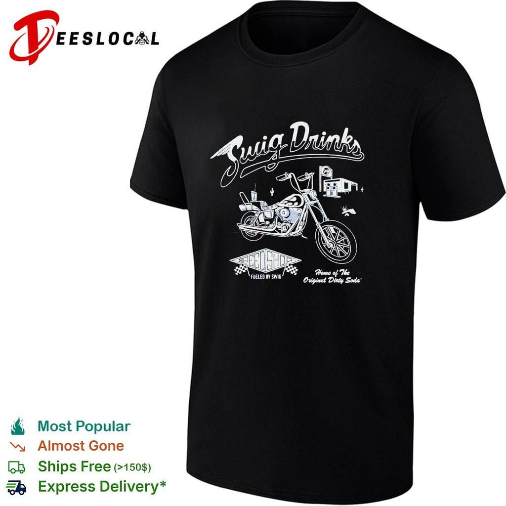 Swig Drinks original dirty soda motorcycle diner vintage logo shirt