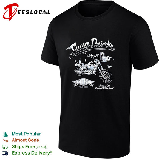 Swig Drinks original dirty soda motorcycle diner vintage logo shirt
