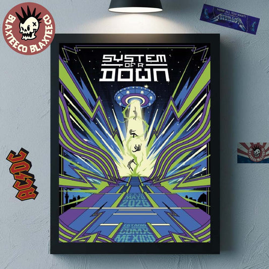 System Of A Down CDMX Mexico 2026 Pop Up Shop Event Poster At Estadio GNP Seguros On 27 And 28 May 2026 UFO Spaceship Poster Canvas