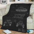 T-34-85 Blueprint Fleece Throw Blanket