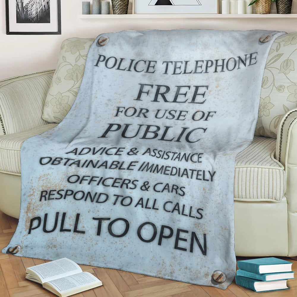 TARDIS Door Plate Fleece Throw Blanket