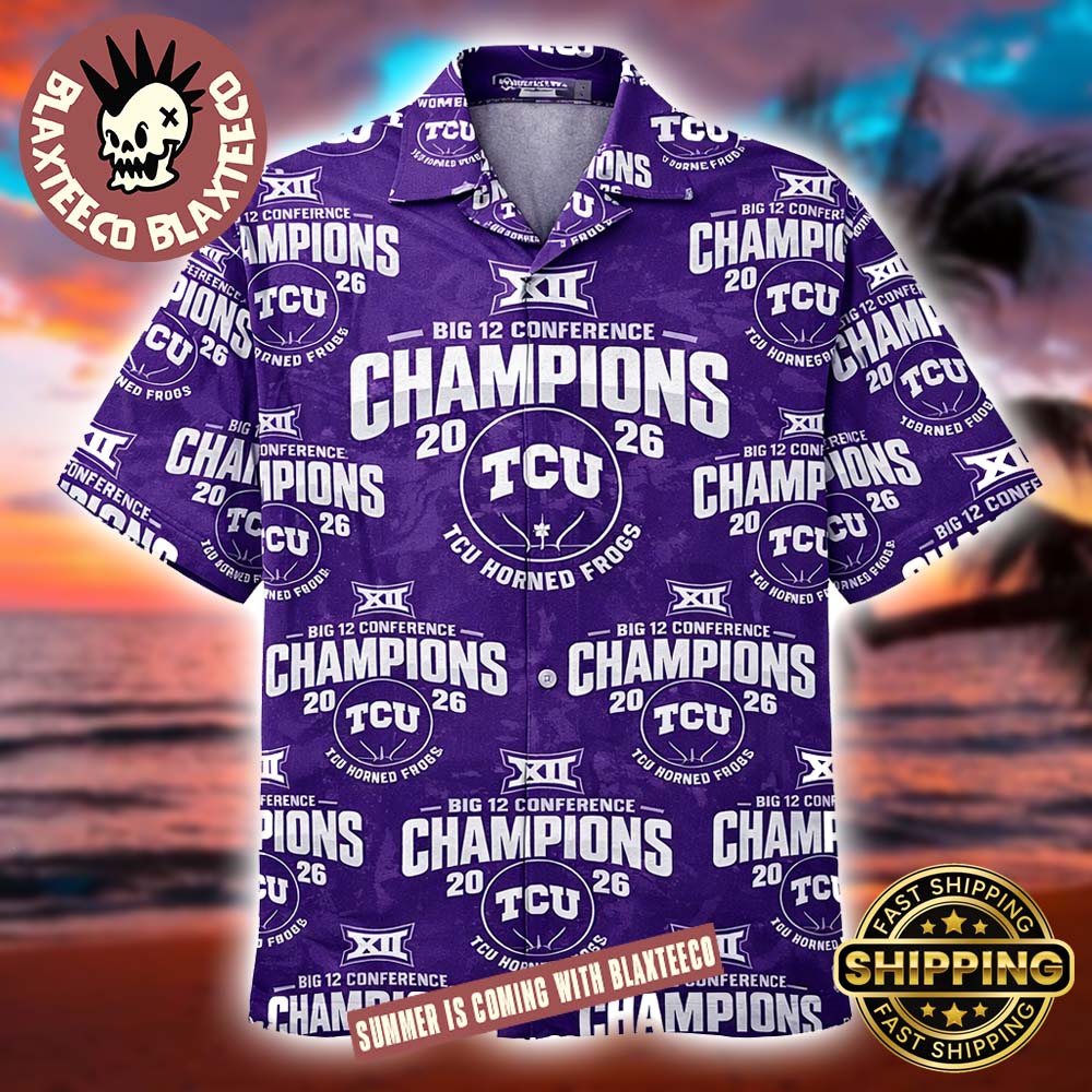 TCU Horned Frogs Women’s Basketball 2026 Big 12 Conference Champions Locker Room Purple Hawaiian Shirt