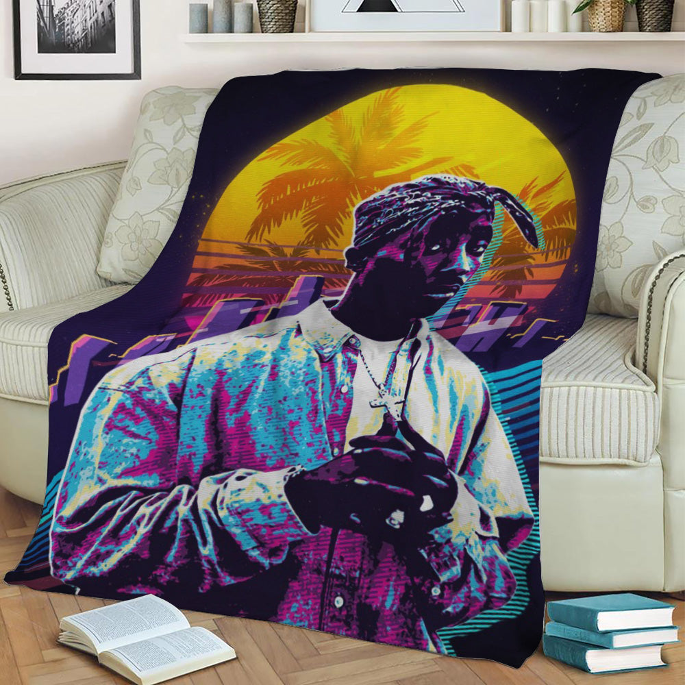 TUPAC SHAKUR 80s Fleece Throw Blanket