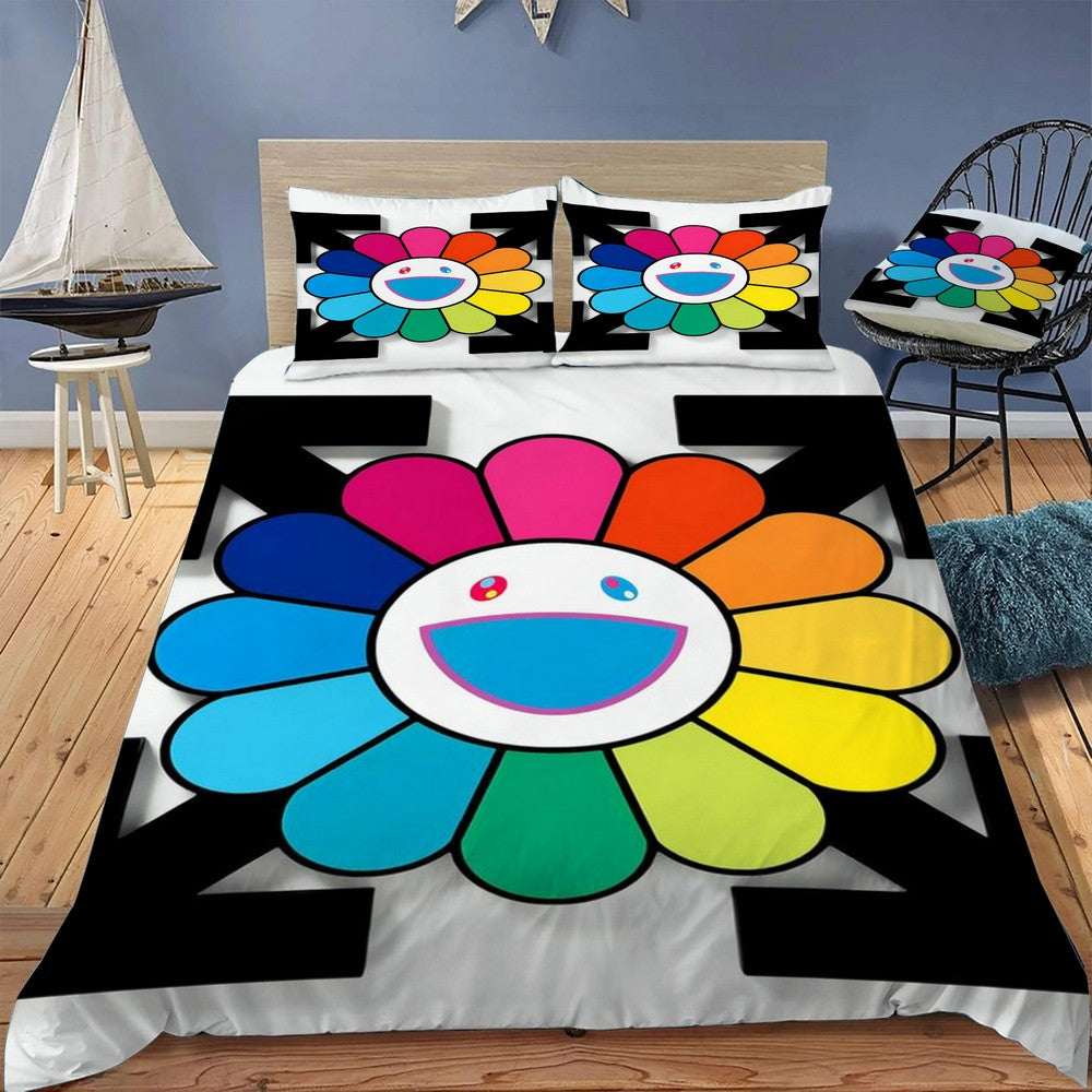 Takashi Murakami Off White Bedding Set (Duvet Cover & Pillow Shams)
