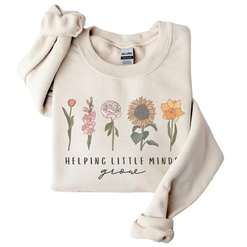 Teacher Wildflower Daycare Teacher Shirt Back School Matching Teacher Floral Shirt 0q7b8 Round Neck Casual T-Shirts