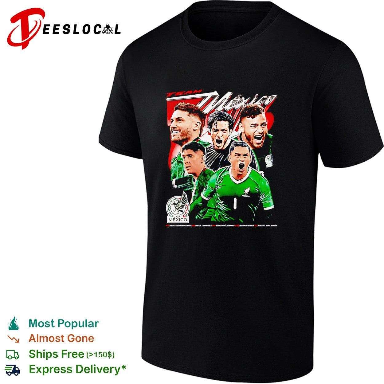 Team Mexico soccer national players graphic bold shirt