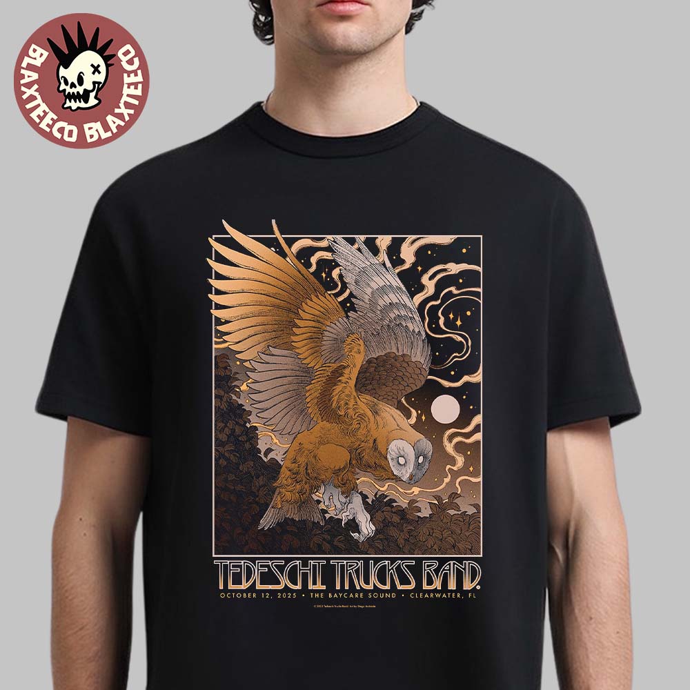 Tedeschi Trucks Band Clearwater Florida 2025 Venue Poster At The Baycare Sound On October 12 2025 The Owl Art Unisex T-Shirt