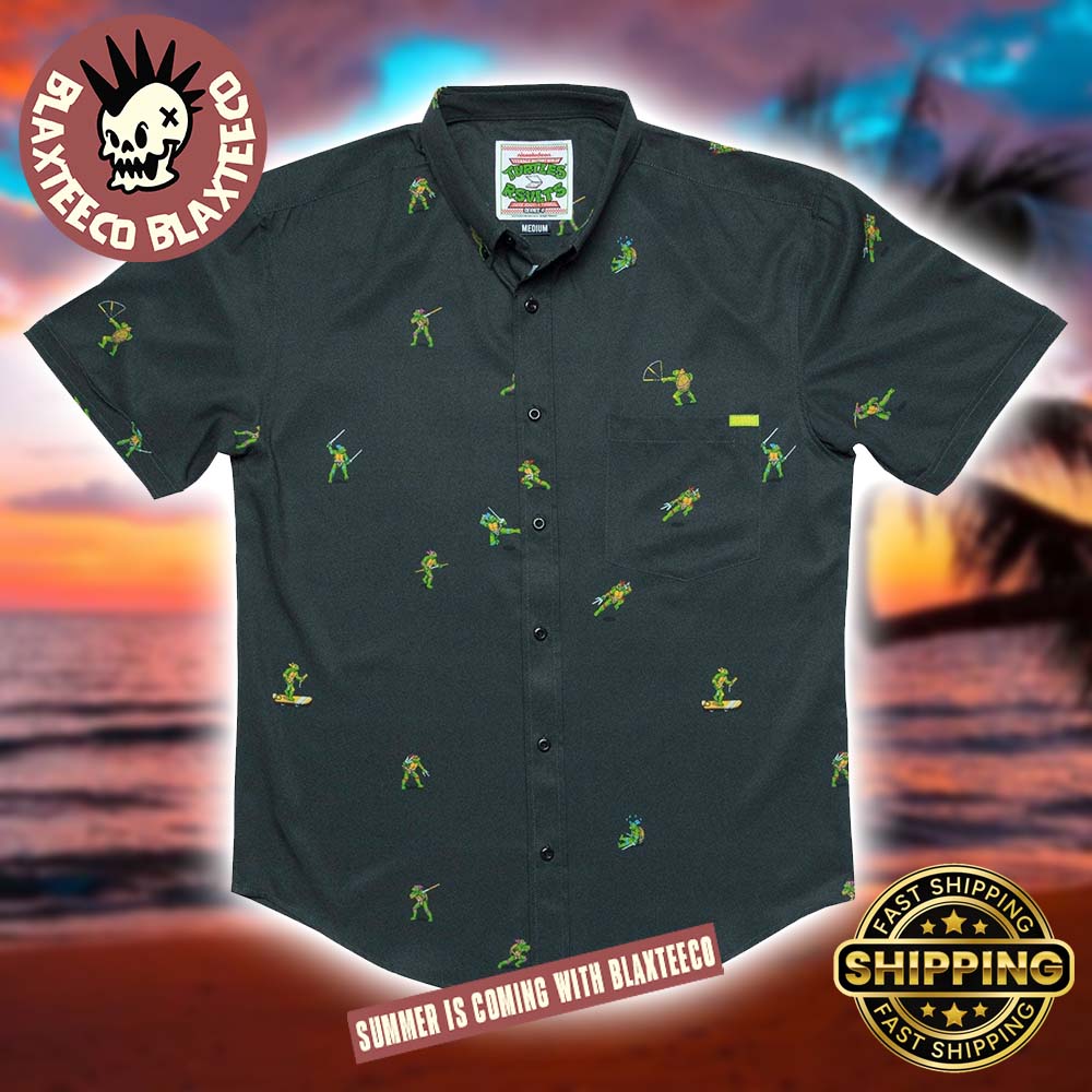 Teenage Mutant Ninja Turtles RSVLTS Choose Your Turtle At Night Button Short Sleeve Hawaiian Shirt