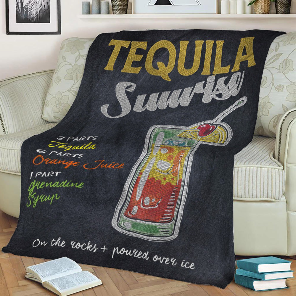 Tequila Sunrise Cocktail Fleece Throw Blanket