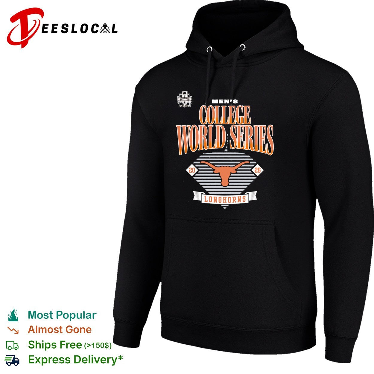 Texas Longhorns 2026 Men’s College World Series Omaha NCAA Baseball Logo Team shirt