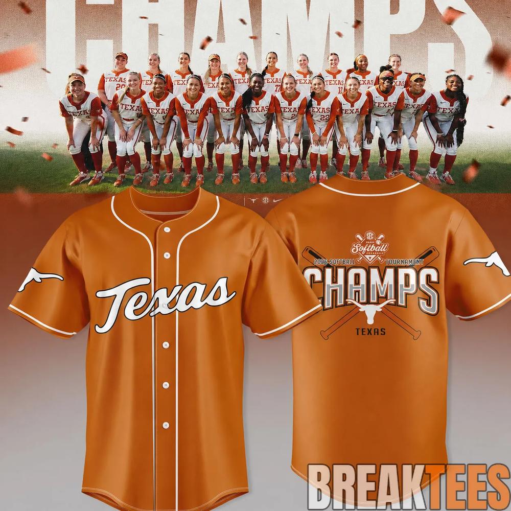 Texas Longhorns 2026 SEC Softball Tournament Champions Baseball Jersey