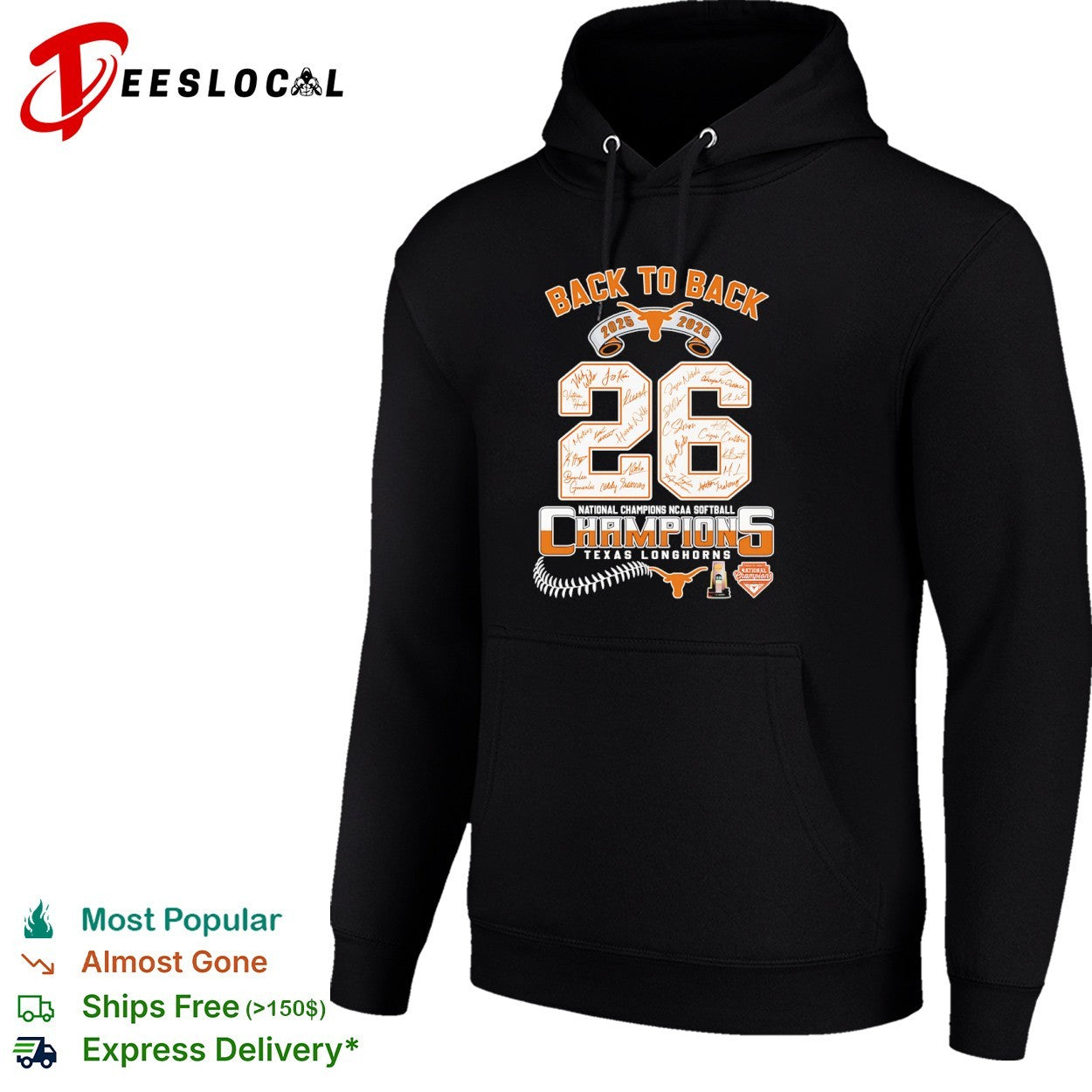 Texas Longhorns Back to Back 2025 2026 National Champions NCAA Softball Team shirt
