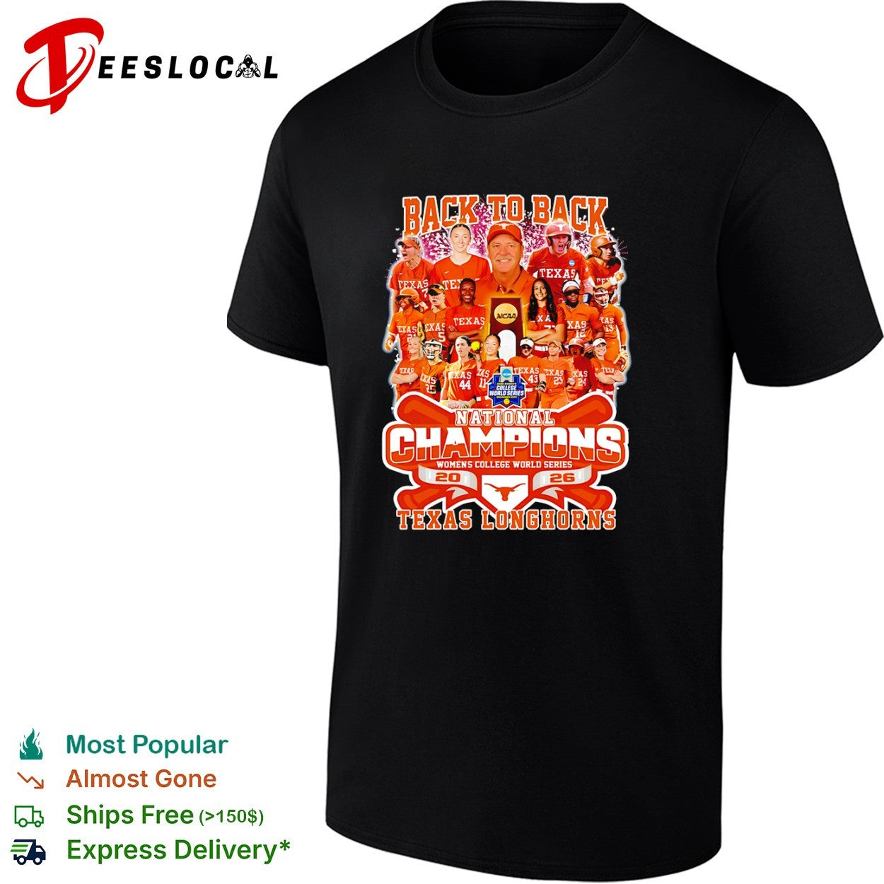 Texas Longhorns Back to Back National Champions Womens College World Series shirt