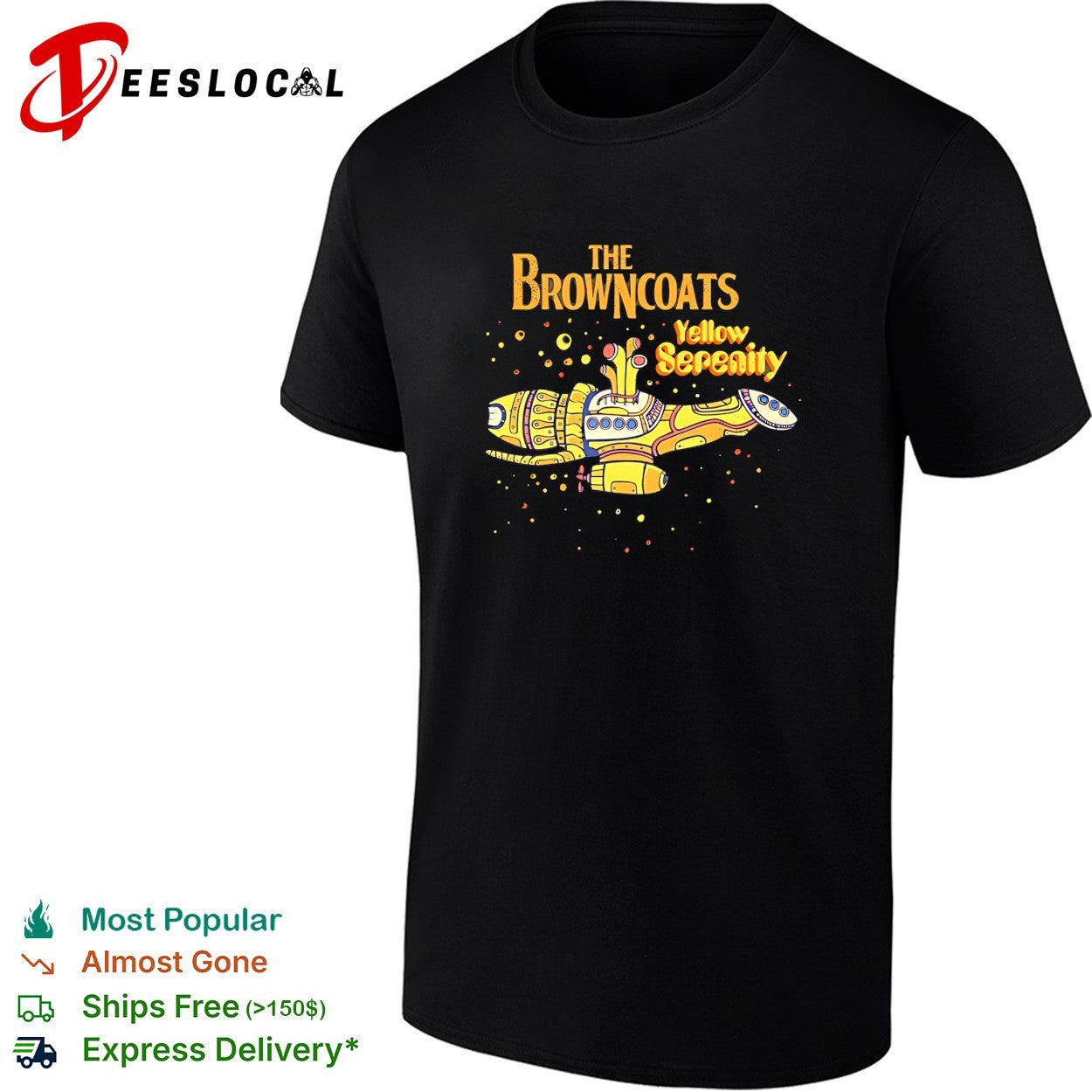 The Beatles’ Yellow Submarine Firefly spaceship Serenity designed in the style of shirt