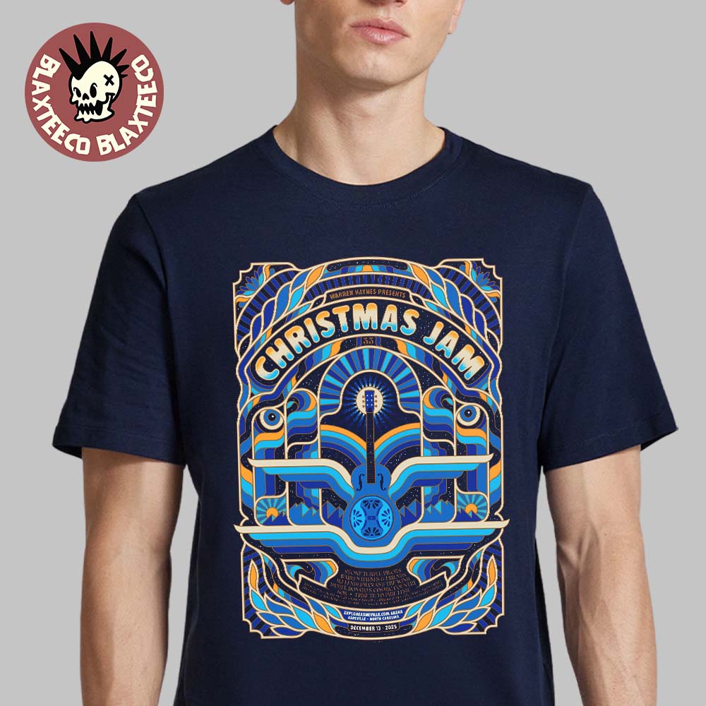 The Christmas Jam 2025 Festival Warren Haynes Presents Art Poster By Chris Gallen For Asheville North Carolina At Exploreashville.com Arena On December 13 2025 T-Shirt