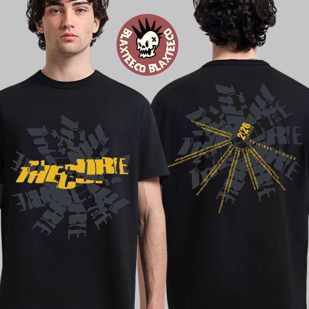 The Cure Festival Summer 2026 Merch Cracked Black And Yellow Logo With Dateback T-Shirt