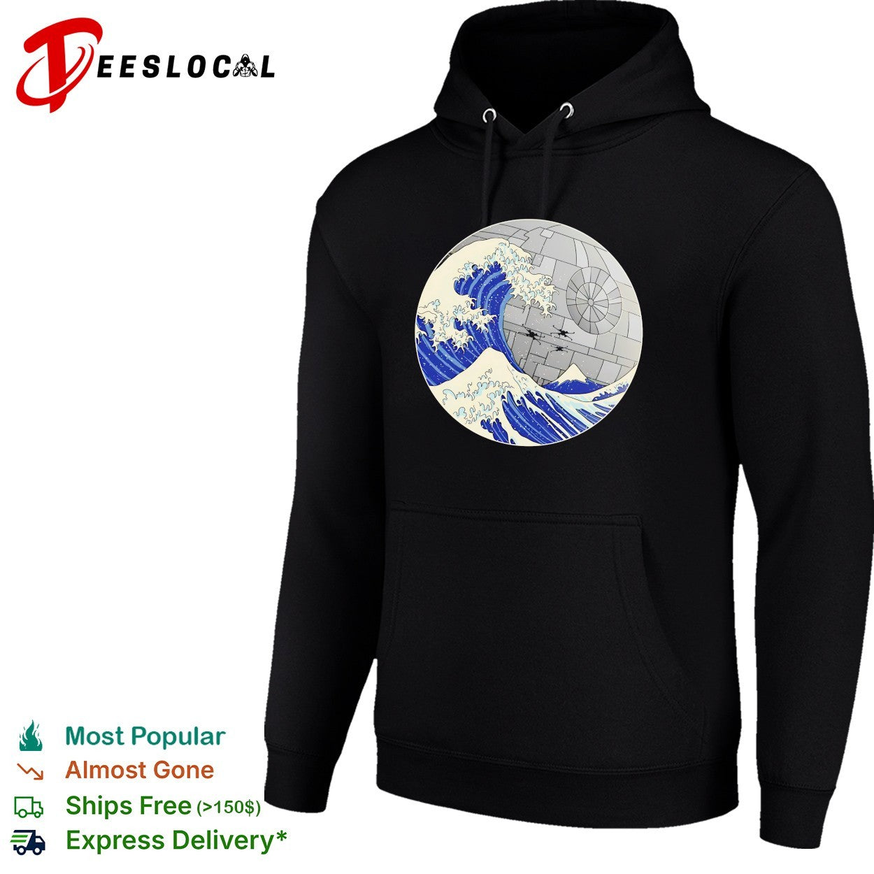 The Great Wave off Kanagawa Star Wars Death Star x Wing Fighter shirt