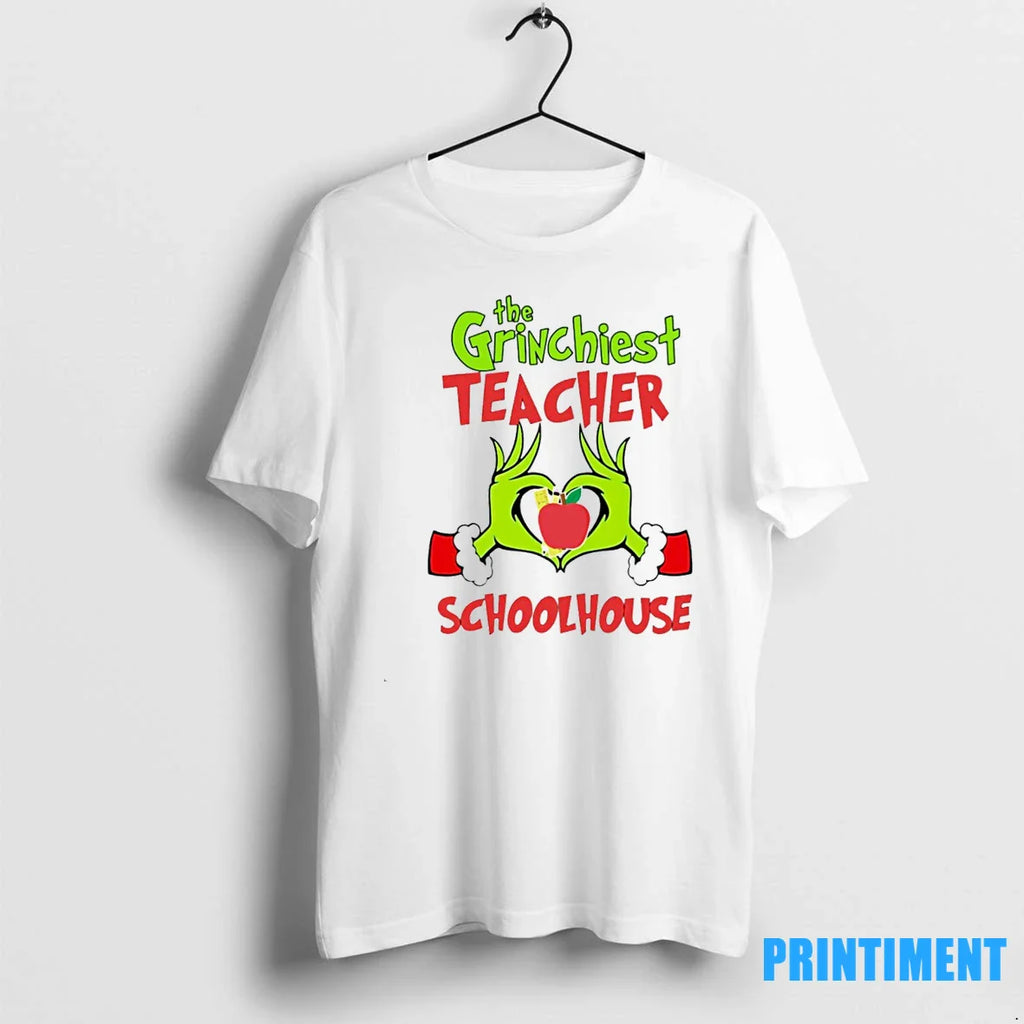 The Grinchiest Teacher Schoolhouse Christmas Tshirts Sweater