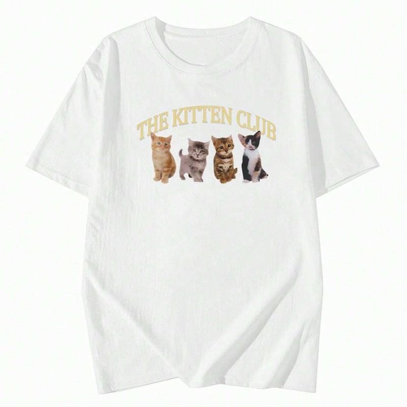 " Kitten Club" Adorable 4 Cats Y2k Shirt Y2k Funny Cat Shirt Vintage Cotton Menswear Womenswear Underwear Streetwear Top T-Shirts