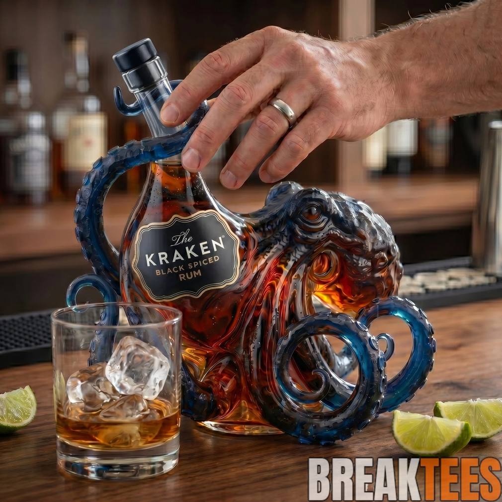 The Kraken Black Spiced Rum Octopus Whiskey Bottle