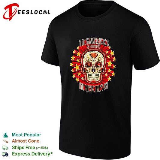The Mavericks and Friends the Music Lives on Sugar Skull Musical Instrument shirt