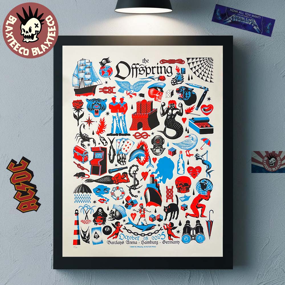 The Offspring Hamburg Germany 2025 Event Poster At Barclays Arena On October 28 2025 Home Decor Poster Canvas