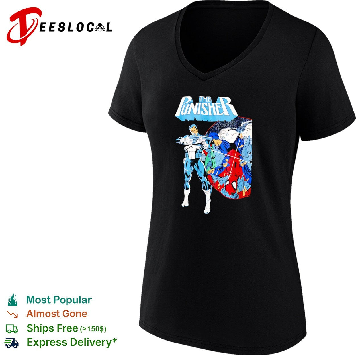 The Punisher and Spider-Man Marvel Comics Action Scene Retro shirt