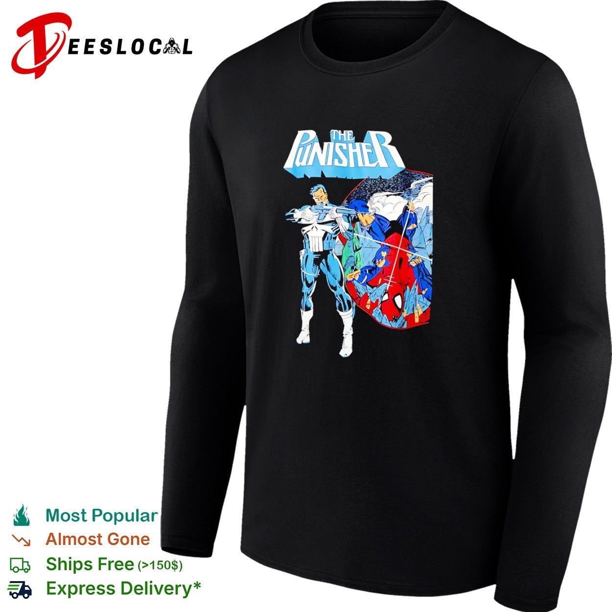 The Punisher and Spider-Man Marvel Comics Action Scene Retro shirt