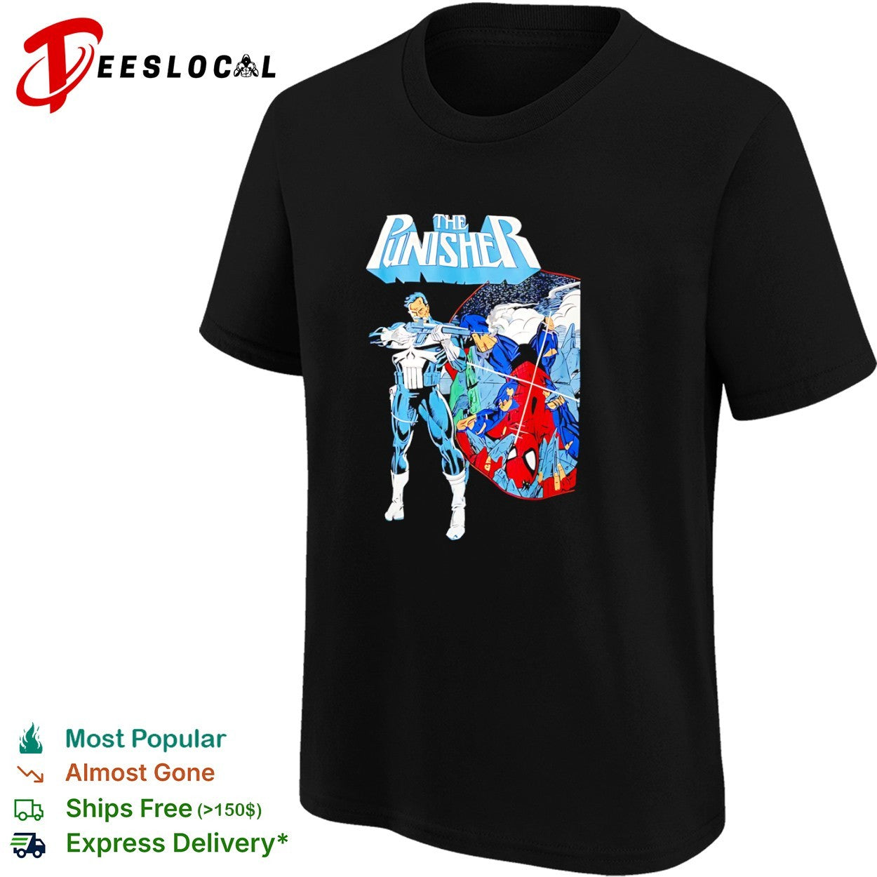 The Punisher and Spider-Man Marvel Comics Action Scene Retro shirt