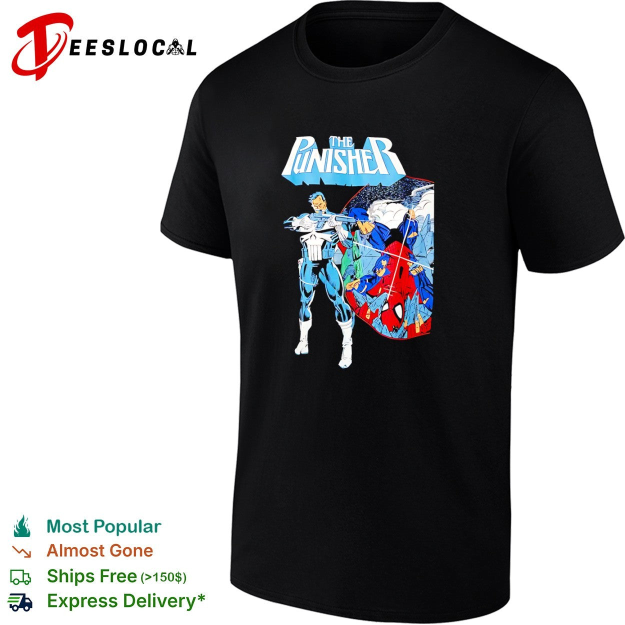 The Punisher and Spider-Man Marvel Comics Action Scene Retro shirt