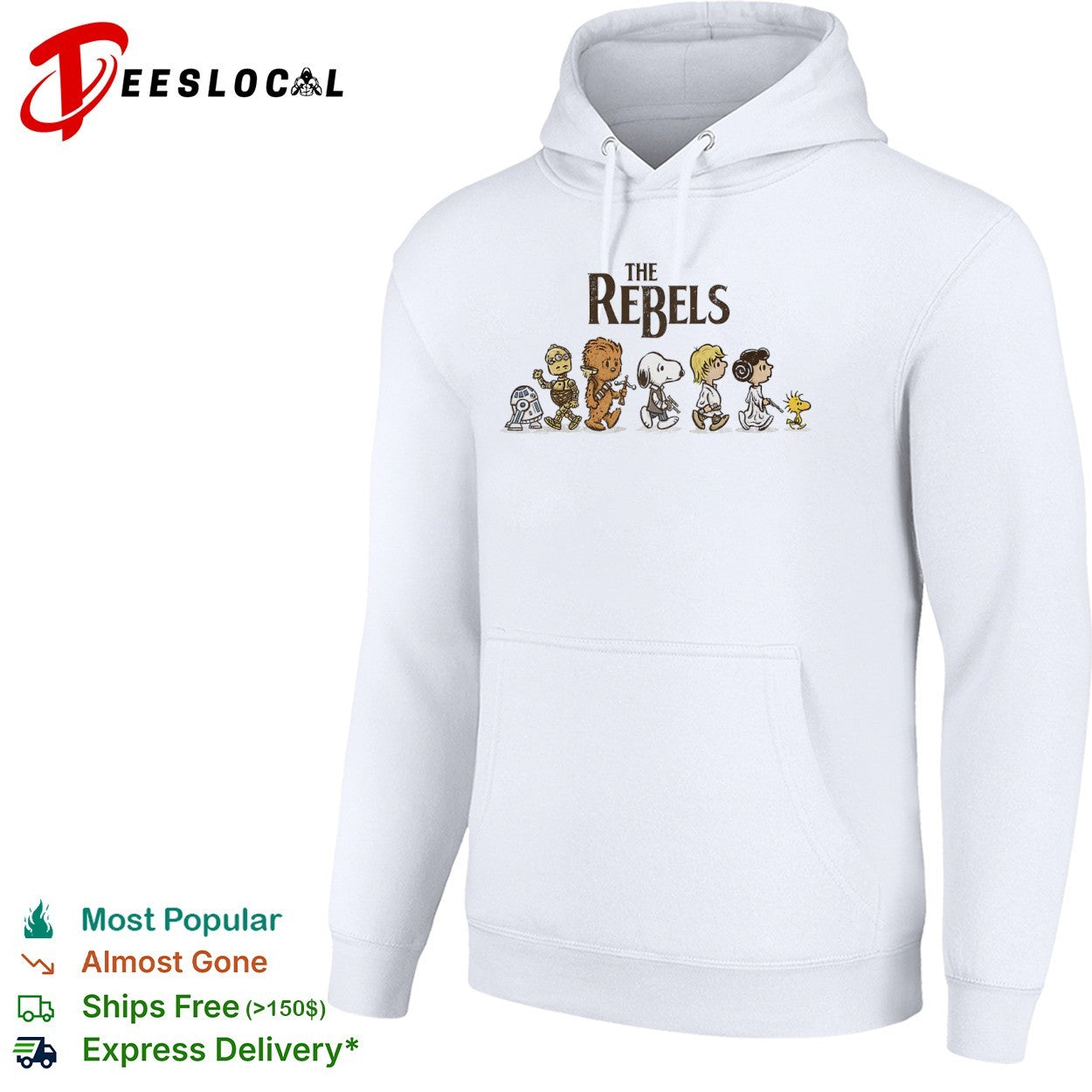 The Rebels Star Wars Peanuts Snoopy Charlie Brown C3PO R2D2 Chewbacca Shirt