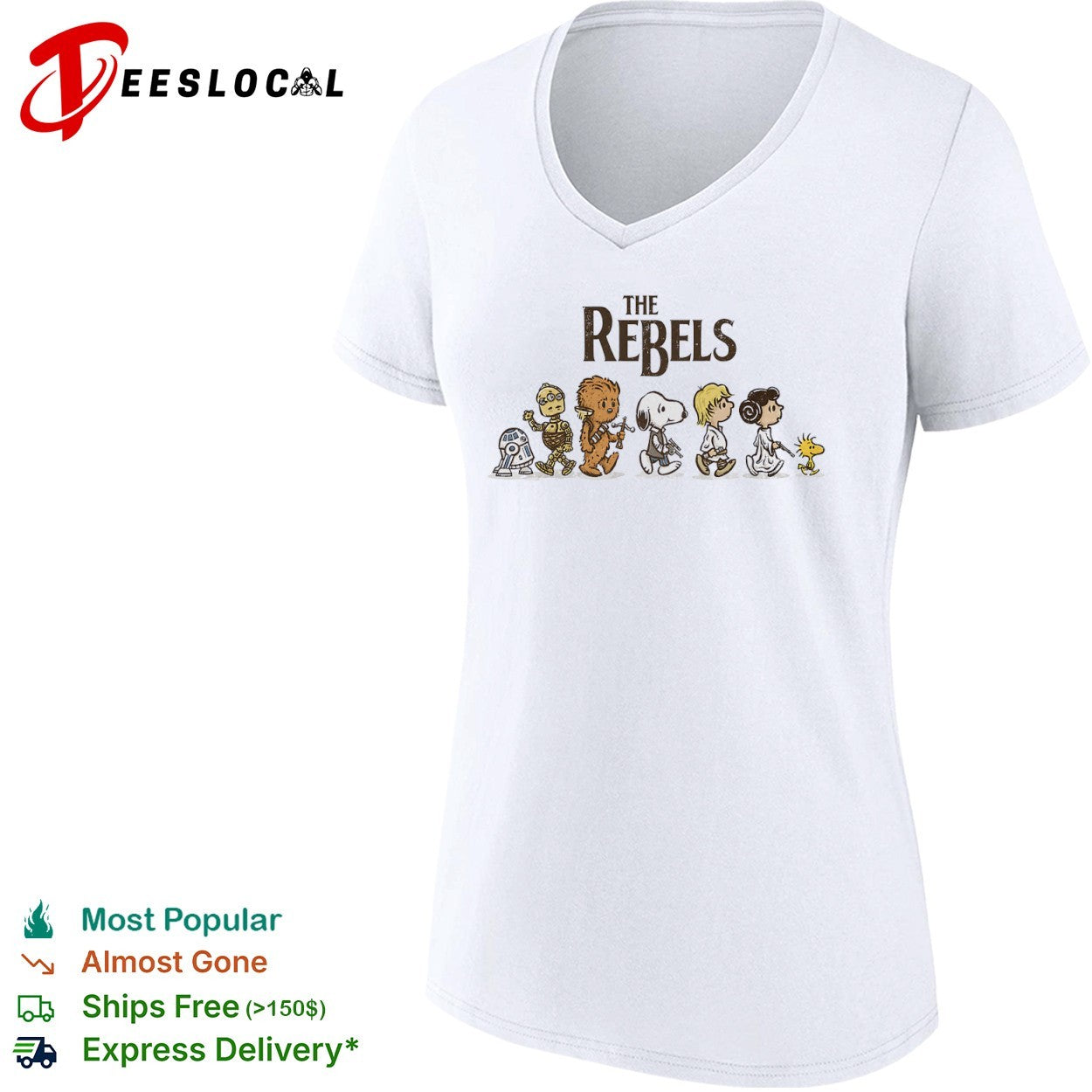 The Rebels Star Wars Peanuts Snoopy Charlie Brown C3PO R2D2 Chewbacca Shirt