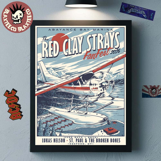 The Red Clay Strays Fan Fest 2026 Gig Poster For Show In Rexford Montana At Abayance Bay Marina From June 24 To 28 2026 Decor Poster Canvas