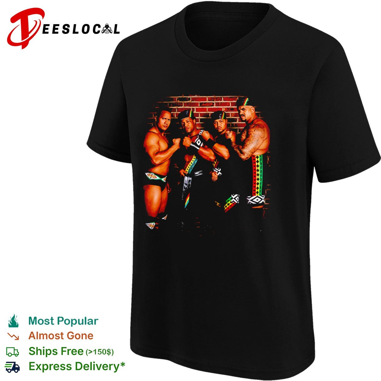 The Rock Farooq Kama Mustafa Nation of Domination WWE Vintage Wrestling shirt