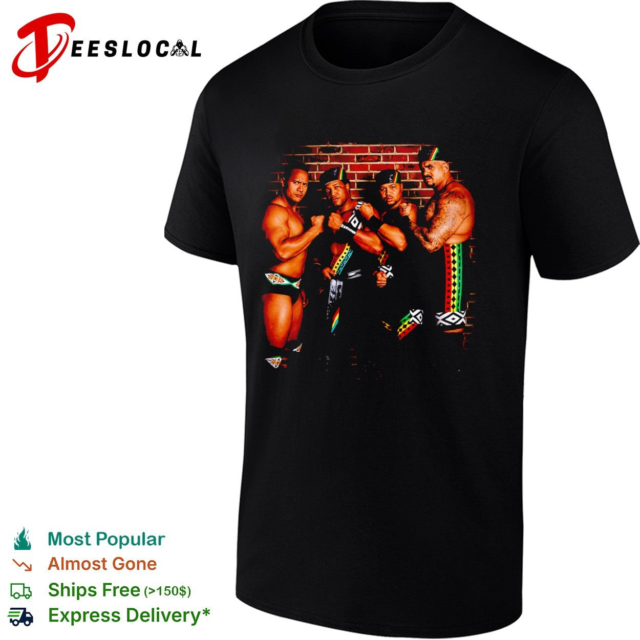 The Rock Farooq Kama Mustafa Nation of Domination WWE Vintage Wrestling shirt